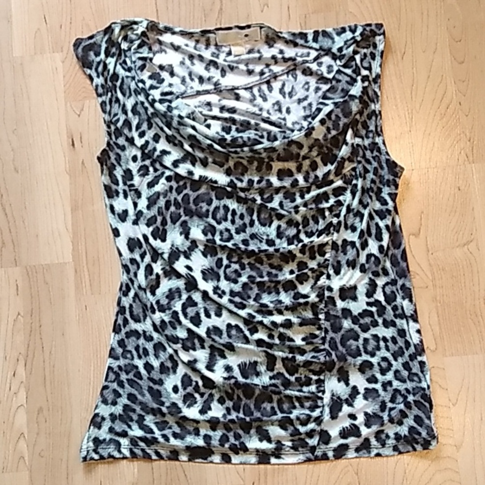 Michael Kors Leopard Print Drape Top